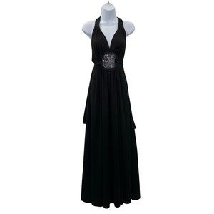 HALTER EVENING DRESS BLACK WOMENS SIZE 12